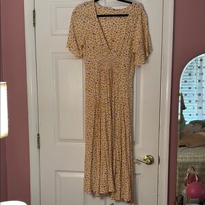 Free People Tan Maxi Sundress with Flutter Sleeves